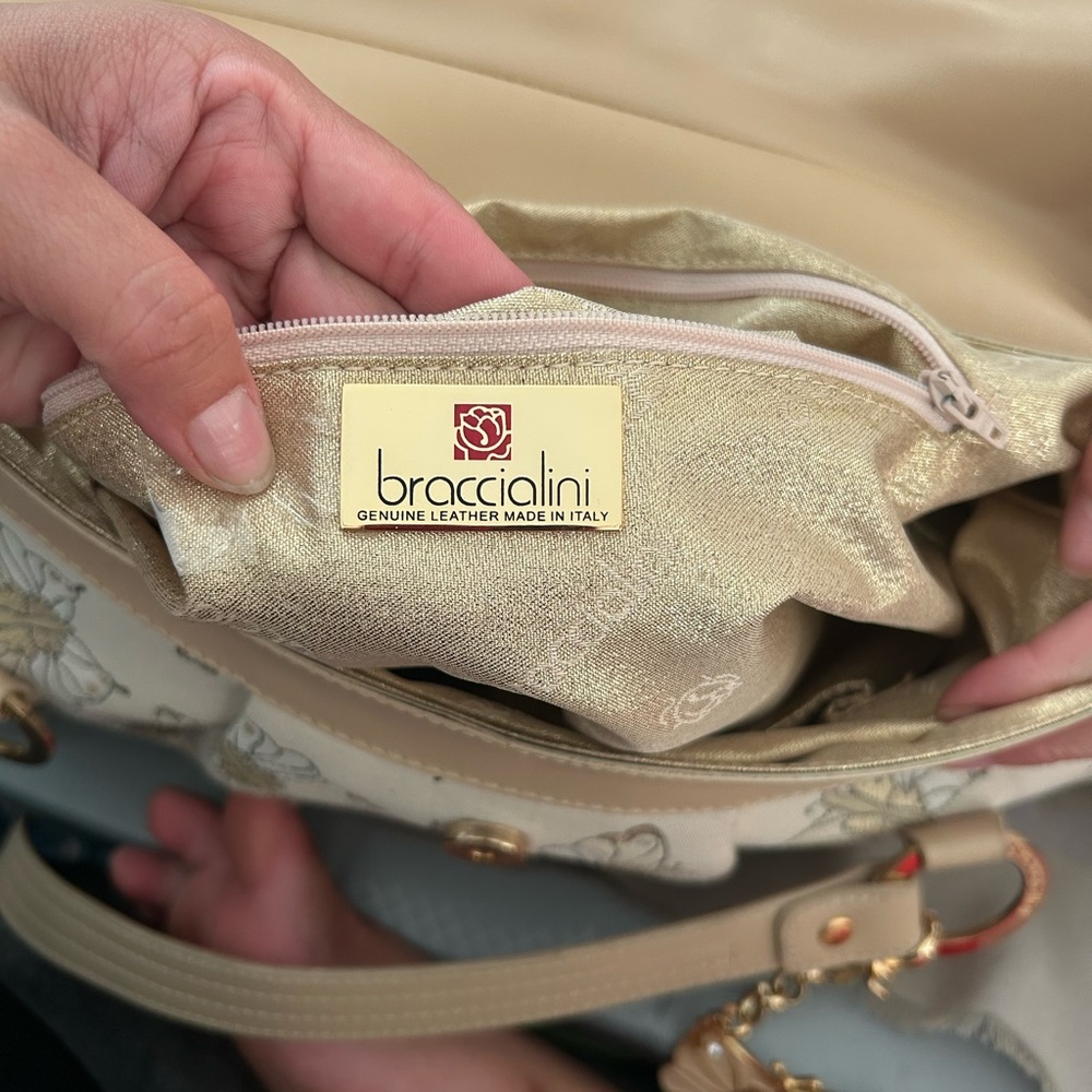 Cream Leather Women's Bag
